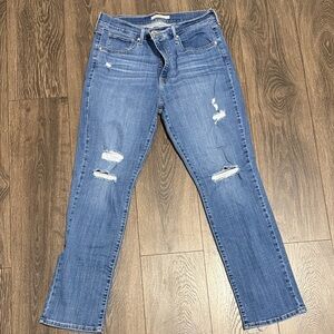 Levi's Women's Distressed Straight-Leg Jeans in Blue